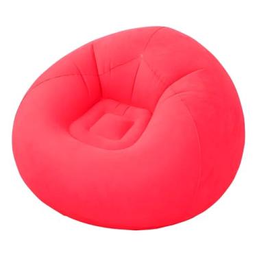 Imagem de Sofá Inflável Puff Poltrona Aveludado Descanso Aconchego Cor:Vermelho