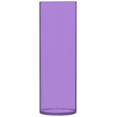 Imagem de Vaso cilíndrico decorativo roxo ametista para flores, vasos de plástico e plantadores, decoração floral personalizada para sala de estar, 30 cm x 9,9 cm