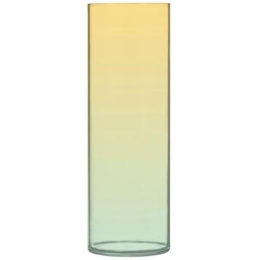 Imagem de Vaso cilíndrico para mesa decorativo amarelo horizonte azul gradiente grande vaso de flores bonito decorações personalizadas para quarto, 30 cm x 9,9 cm