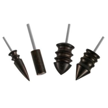 Imagem de 4 peças de brocas de couro para ferramenta rotativa, 4 estilos de pontas de ferramenta de polimento de couro com cabeça polida, acessórios de máquina de polimento de ébano para bordas de artesanato de