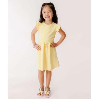 Imagem de Vestido Infantil Manga Curta Textura Marisa Tam 4 a 10-19027, Amarelo,