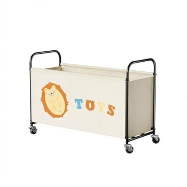 Imagem de GRANNY SAYS Baú de armazenamento extra grande com rodas, caixa organizadora de metal 135L para sala de estar, quarto, organização de armário, para livros, cobertores, roupas, bege