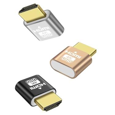 Imagem de MEIRIYFA Plugue fictício HDMI 4K, plugue fictício HDMI sem cabeça, fantasma, monitor virtual, emulador EDID, suporta até 3840 x 2160 @ 60 Hz para monitor PC e computador (pacote com 3)