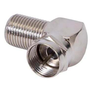 Imagem de Adaptador Coaxial em L 90 Graus para Antena de TV, Macho para Fêmea, Metal, Kit com 2 Peças, Conector de Parede