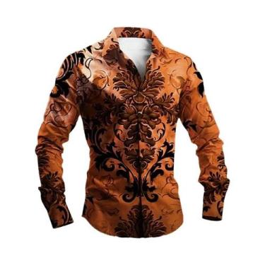 Imagem de Camisa Masculina Amarela De Manga Longa Com Botões Para Festa De Hallo