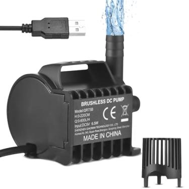 Imagem de aqxreight Bomba de água Submersível, Mini Bomba de Fonte de 400L/H Com Elevação Máxima de 9,8 Pés, Cabo USB e Base de Ventosa para Tanque de Peixes, Aquário, Bebida para Animais de (QR75B)