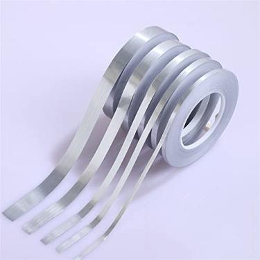 Imagem de GQQGSHOP Borda de papel de parede autoadesiva de 50 m à prova d'água borda de teto moldura de porta linha de cintura decoração interior cozinha banheiro azulejos Stciker (prata escovada, L: 1 cm)