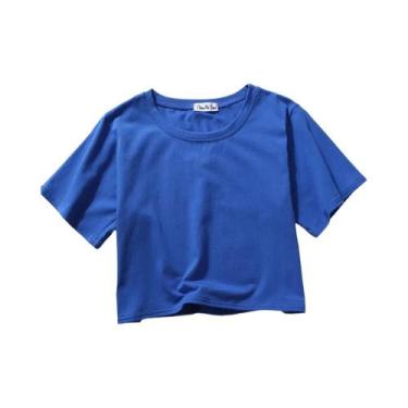 Imagem de Camiseta Feminina De Verão Em Algodão Com Manga Curta, Decote Redondo,