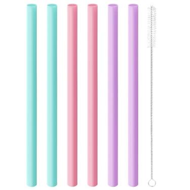 Imagem de Joshey 6 canudos de substituição para garrafas de água Owala FreeSip 680 g e 946 ml - Canudos de plástico reutilizáveis com 1 escova de limpeza, peças de acessórios de copo de viagem - 3 cores (rosa