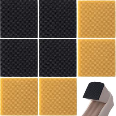 Imagem de Hzopcw 8 peças de remendo de salto alto para mulheres, kit de reparo de almofadas quadradas de borracha para salto de sapato, 2 tamanhos de protetores de sola antiderrapante - preto e amarelo