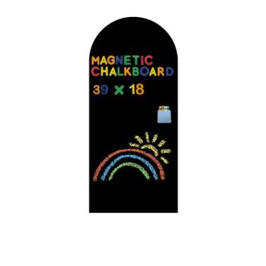 Imagem de Decalque magnético de parede com arco de quadro-negro 99 x 45 cm, papel de contato autoadesivo para parede, sala de jogos ou sala de aula para crianças, quadro de giz preto, decoração de casa, inclui
