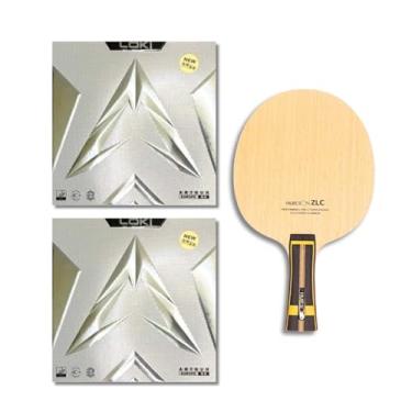 Imagem de Raquete ZLC Clássica de Tênis de Mesa Profissional Montada, 5 Madeira + 2 Carbono, com Borrachas Arthur Europe Diamond, Cabo FL, para Jogadores Ofensivos