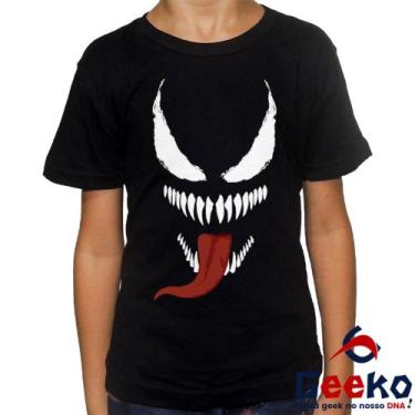 Imagem de Camiseta Infantil Venom 100% Algodão Geeko 03, Preto, 8
