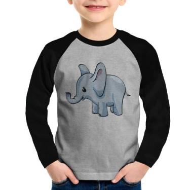 Imagem de Camiseta Raglan Infantil Elefante Bebê Manga Longa - Foca na Moda, Cin