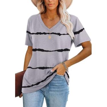 Imagem de Camiseta básica de verano para mujer Lunivop con cuello en V y mangas 