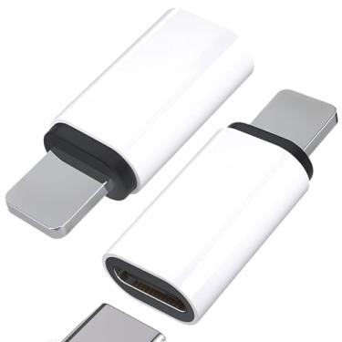 Imagem de Adaptador USB C tipo C para L, pacote com 2, carregamento de 10 W, suporte de sincronização de dados, adaptador de cabo macho L para USB tipo C fêmea para iPhone/iPad/para Airpods, com loop antiperda