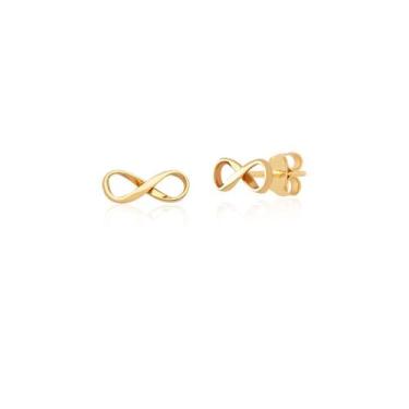 Imagem de Par De Brincos Símbolo Do Infinito Em Ouro 18k Ab103 - MAEHLER, Dourad