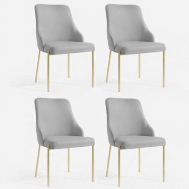 Imagem de Kit 4 Cadeiras Jantar Aurora Pé Metal Dourado Assento Espuma - Straso,