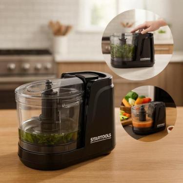 Imagem de Mini Processador Triturador Elétrico 100W 127V ou 220V 350ml Preto  Pi