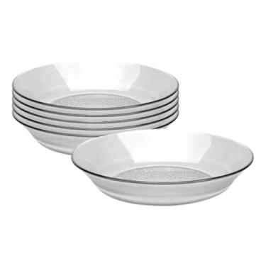 Imagem de Kit de 6 Pratos de Fundo de Vidro Transparente Acquamarine 19.6cm - Elegantes para Jantar, Sobremesas e Mesa Posta Doméstica