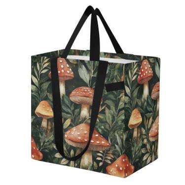 Imagem de SEHANY Sacola de compras reutilizável de cogumelo herb com alças reforçadas, bolsa de compras de lona dobrável à prova d'água de grande capacidade para viagem, cozinha, praia