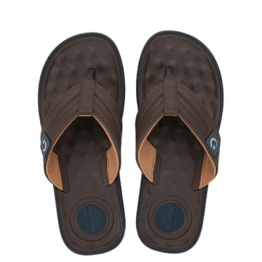 Imagem de Chinelo Masculino de Dedo em PVC com Amortecimento Palmilha Massageadora e Solado Antiderrapante (Marrom/Cinza, BR, Adulto, Numérico, 41)