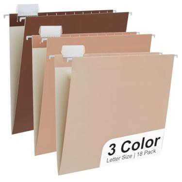 Imagem de Y YOMA Pacote com 18 pastas de arquivo gradiente, tamanho carta, decorativa, organizador de pastas para arquivos, escritório, casa, com abas ajustáveis de corte 1/5, Coco Mocha