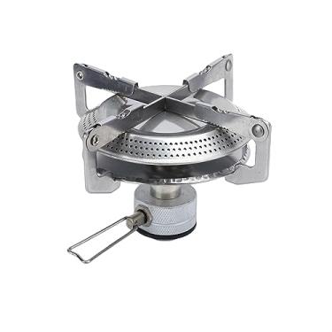 Imagem de Fogão de acampamento ZPSHYD, fogão a gás liga Ti bandeja ao ar livre queima portátil mini fogão de piquenique dobrável forno de piquenique