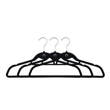 Imagem de Cabide Veludo 45 Cm Preto Kit 03 Pçs - MMF