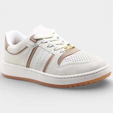 Imagem de Tênis Vizzano Microperfuros Recortes Feminino - Off White e Bege, 37