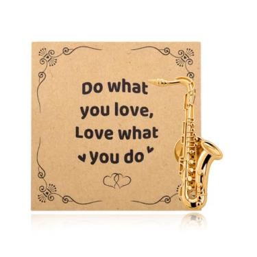 Imagem de Broche de incentivo de saxofone broche de lapela com tema musical para músico, saxofonista, presentes positivos, broche de instrumento de saxofonista, presente para músico jazz, música, concerto