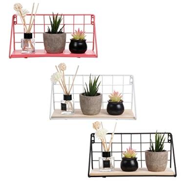 Imagem de Acofuns Porta-armazenamento de ferro de madeira moderno prateleira de armazenamento doméstico caixa de armazenamento para pendurar na parede