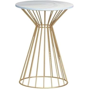 Imagem de Mesa lateral de mármore nórdico para sala de estar, sofá, mesa de canto, simples, criativa, mesa de centro de ferro dourado