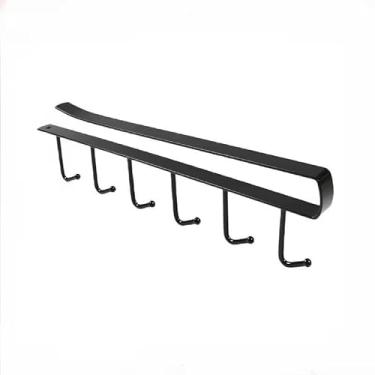 Imagem de 1 rack de armazenamento de copos de cozinha com 6 ganchos, suporte de copo suspenso embaixo do armário, organizador de armazenamento doméstico para cozinha, quarto, banheiro, escritório