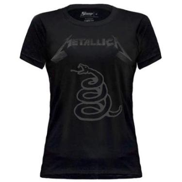 Imagem de Camiseta Baby Look de Banda Metallica Stamp em Algodão Manga Curta Gola Redonda-Feminino