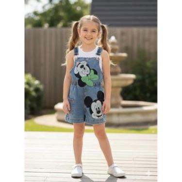 Imagem de Jardineira Jeans Minnie Laço Verde e Mickey Animê-Feminino