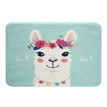 Imagem de Tapetes de Banho Fofos de Llama para Banheiro Antiderrapante Shag Tapetes de Banho de Llama de Azeite Alpaca Decoração Extra Macio Absorvente Tapete de Banho para Banheiro Sala de Estar Quarto Quarto Lavável na Máquina Tapetes 40,64 cm x 60,96 cm