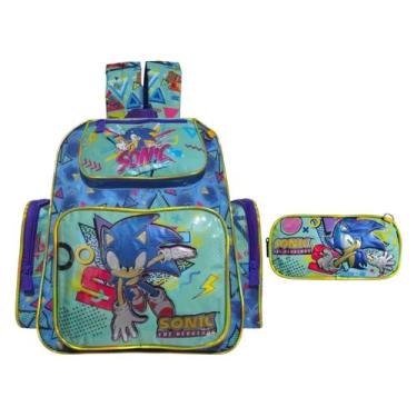 Imagem de Kit Mochila de Costas Escolar Infantil + Estojo Duplo Chenson Sonic Th