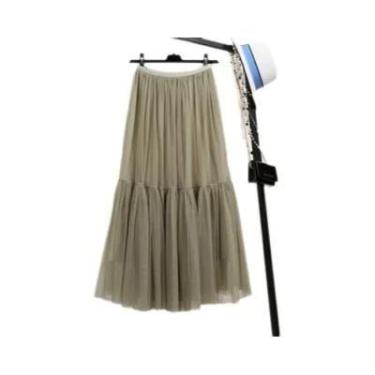 Imagem de Saia Midi Elegante De Tule Em Camadas Com Transparência Para Mulheres,