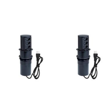 Imagem de Kit 2 Torres De Tomada Totem Slim Manual 3 Tomadas 10A COR:PRETO