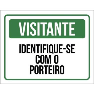 Imagem de Kit 5 Placas Visitante Identifique-Se Porteiro 36X46