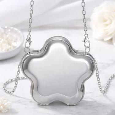 Imagem de Porta-moedas de metal estrela de cinco pontas, mini clutch noturna para mulheres, bolsa transversal criativa de liga rígida, bolsa tiracolo para presente de festa