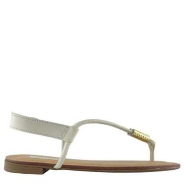 Imagem de Sandália Bottero Feminina Rasteira Off White Detalhe Dourado-Feminino