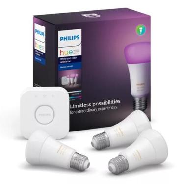 Imagem de Starter Kit 3 Lampadas Philips Hue 9w Inteligente Wifi 110v