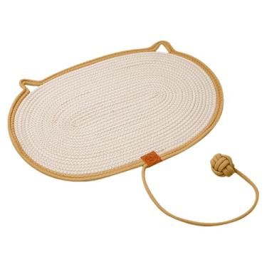 Imagem de Tapete Arranhador para Gatos - Tapete Interativo Anti-Deslizante Em Algodão E Linho Natural | Base Arranhador para Gatos | Para Casa Brincar Interior Treino Estímulo Mental em Família