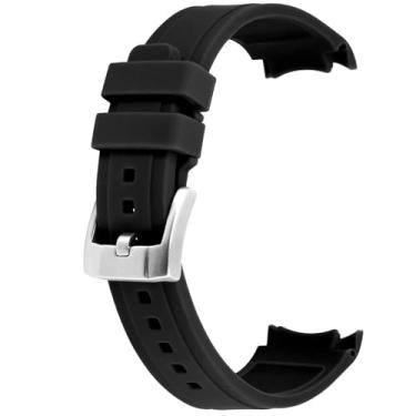 Imagem de YISIWERA Pulseira de borracha de 21 mm de silicone premium Crafter com extremidades curvas universais, pulseira de aço inoxidável escovado, fivela de pino para homens e mulheres
