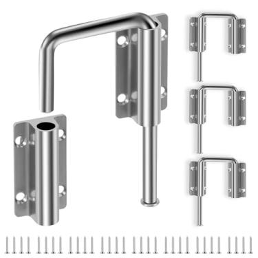 Imagem de 4 peças de trava de porta em forma de U, trava flexível para porta deslizante de pátio, trava de trava de porta de segurança doméstica engrossada antiferrugem para janela de celeiro de jardim, pacote