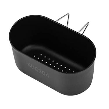 Imagem de Cesta de drenagem de pia suspensa, cesta de filtro de pia de canto de aço inoxidável escorredor de cozinha filtro de resíduos de alimentos - r para restaurante doméstico (cor: preto)