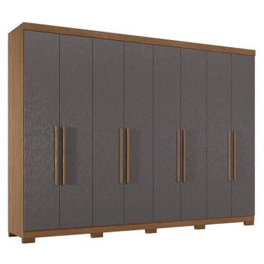 Imagem de Guarda Roupa Casal 8 Portas 4 Gavetas Master New Jatobá Grafite Acetinado Com Pés - Santos Andirá