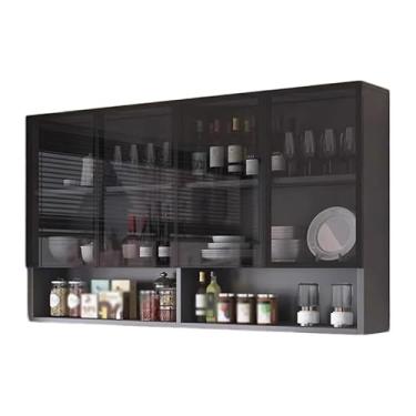 Imagem de Armário de armazenamento de cozinha multicamadas independente com portas de vidro, organizador versátil de parede, ideal para banheiro, despensa e sala de jantar - Aparador elegante para uso doméstico